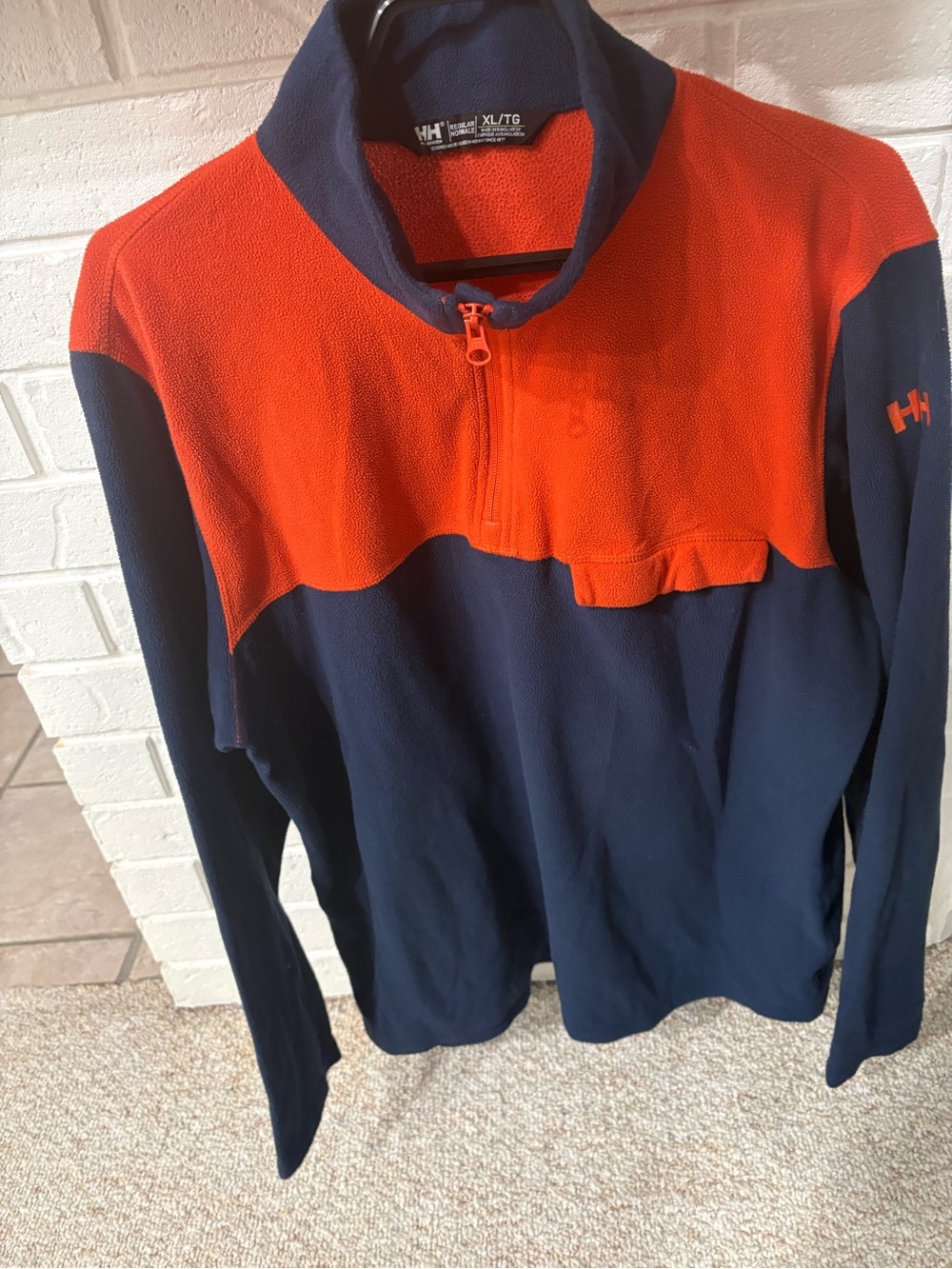 Helly Hansen Men’s Navy and Orange Half-Zip Fleece Pullover